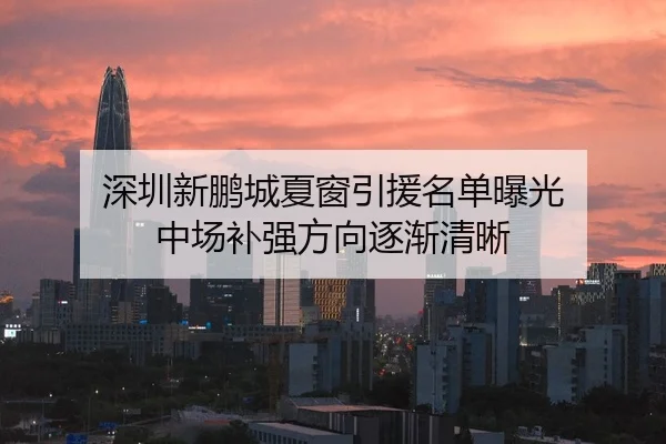 深圳新鹏城夏窗引援名单曝光 中场补强方向逐渐清晰